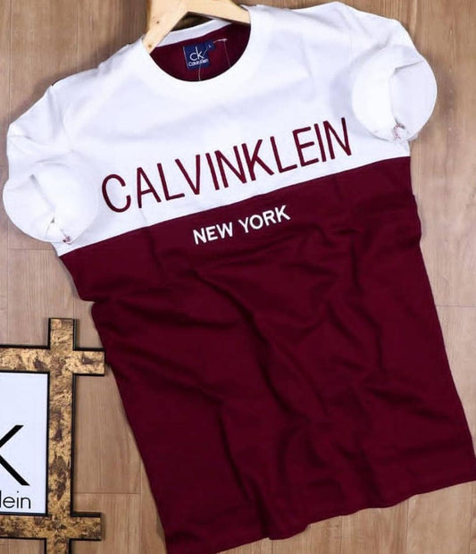 ✨ Calvin Klein Inspired Premium T-Shirt – White & Maroon Edition | Trendy Streetwear || TRENDZ WORK ||
