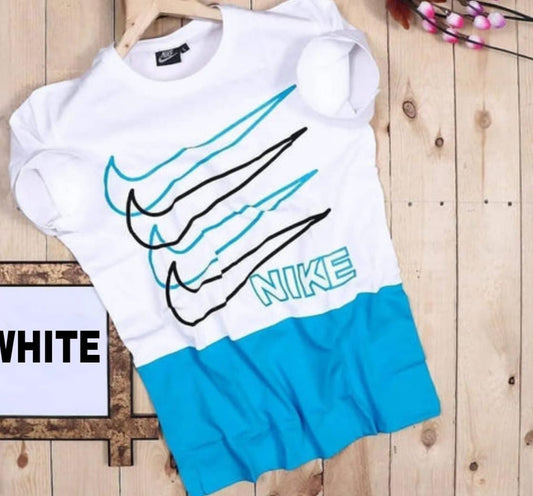 🔥 Nike Inspired T-Shirt – White & Aqua Blue Edition | Sporty Streetwear || TRENDZ WORK ||
